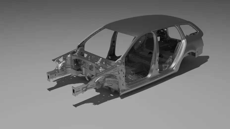 CAD-Visualisierung eines Teils der Karosserie eines PKWs